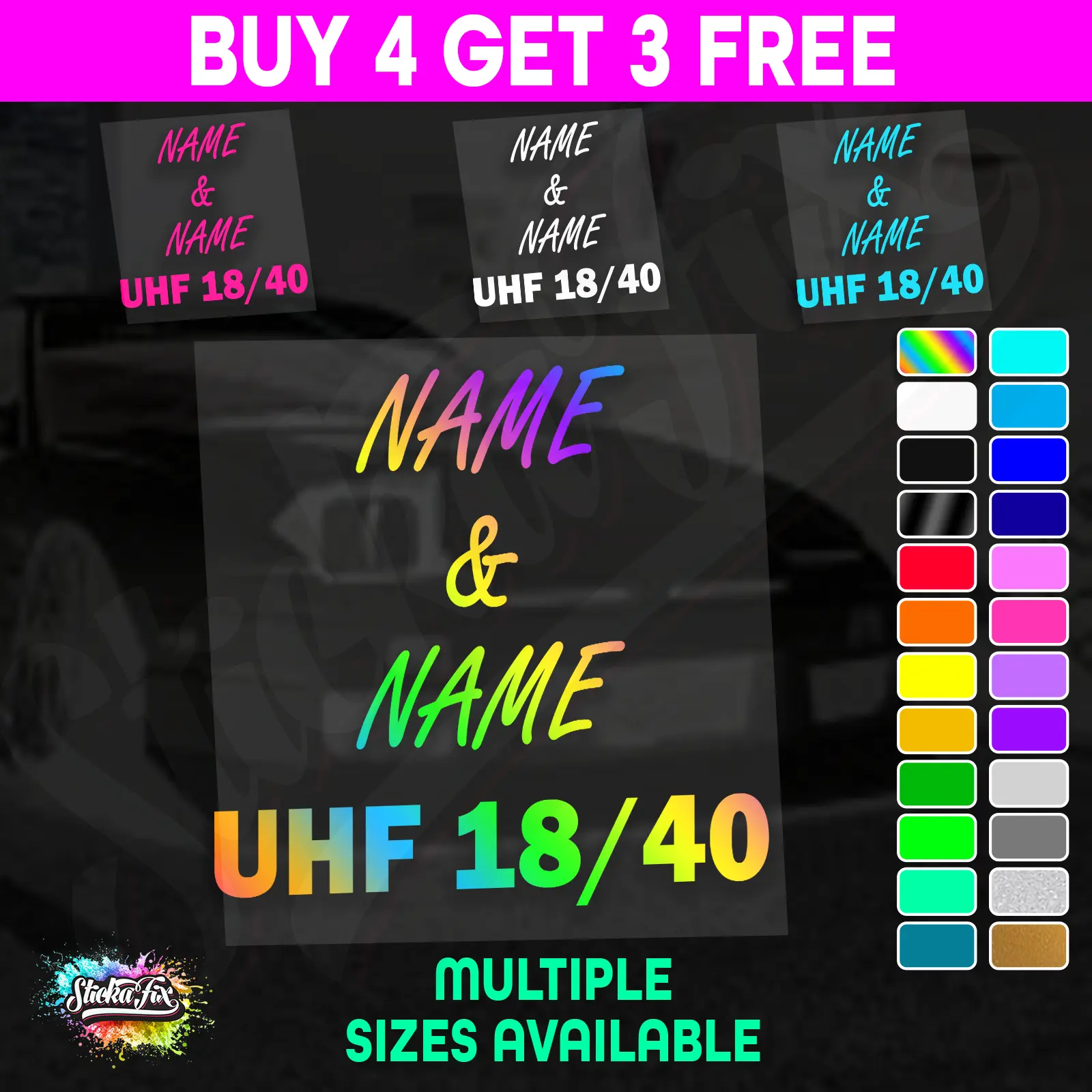 UHF 40 Sticker Your Names & Channel Number Radio Decal Caravan 4x4 4wd motorhome