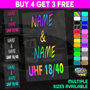 UHF 40 Sticker Your Names & Channel Number Radio Decal Caravan 4x4 4wd motorhome