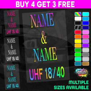 UHF 40 Sticker Your Names & Channel Number Radio Decal Caravan 4x4 4wd motorhome