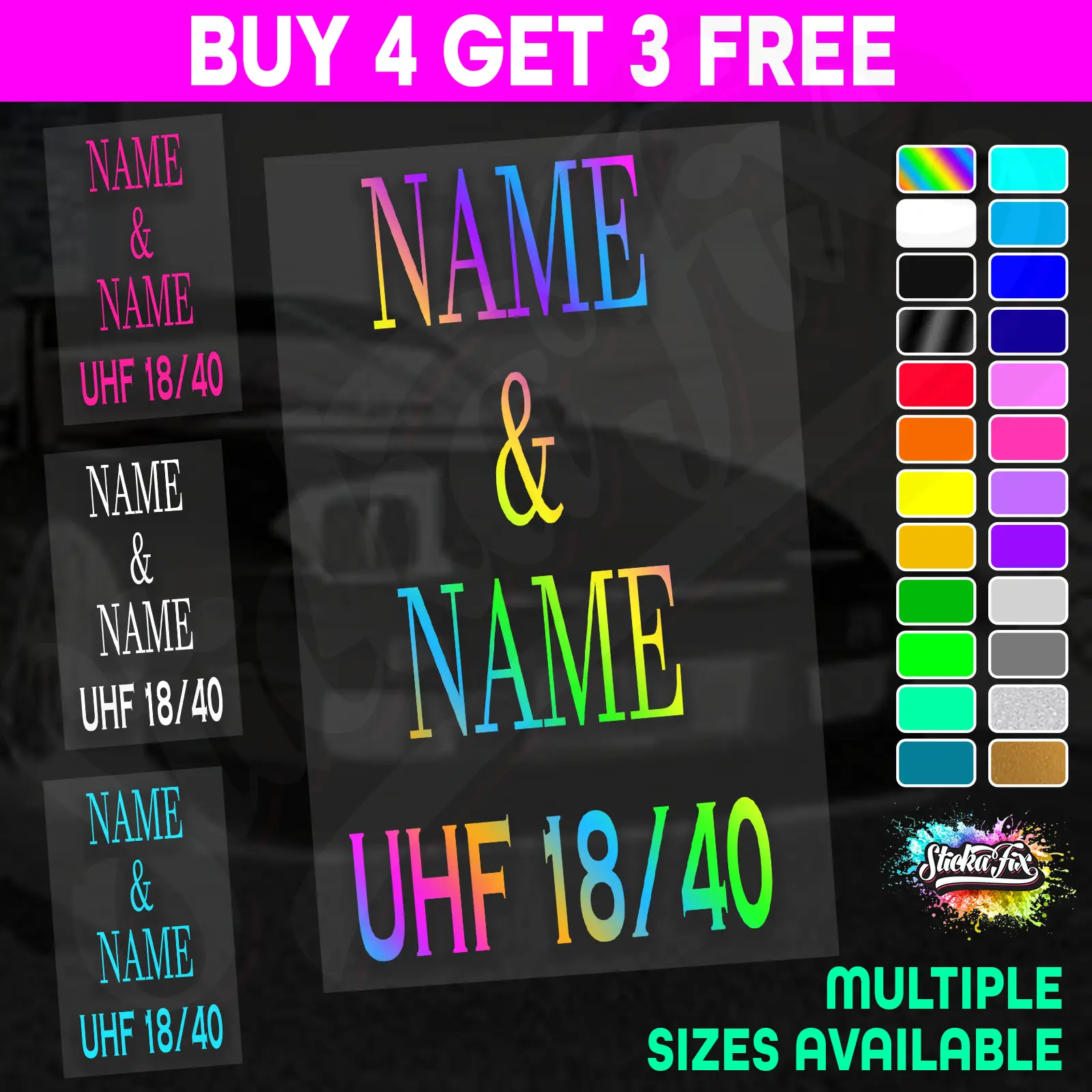 UHF 40 Sticker Your Names & Channel Number Radio Decal Caravan 4x4 4wd motorhome