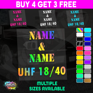 UHF 40 Sticker Your Names & Channel Number Radio Decal Caravan 4x4 4wd motorhome