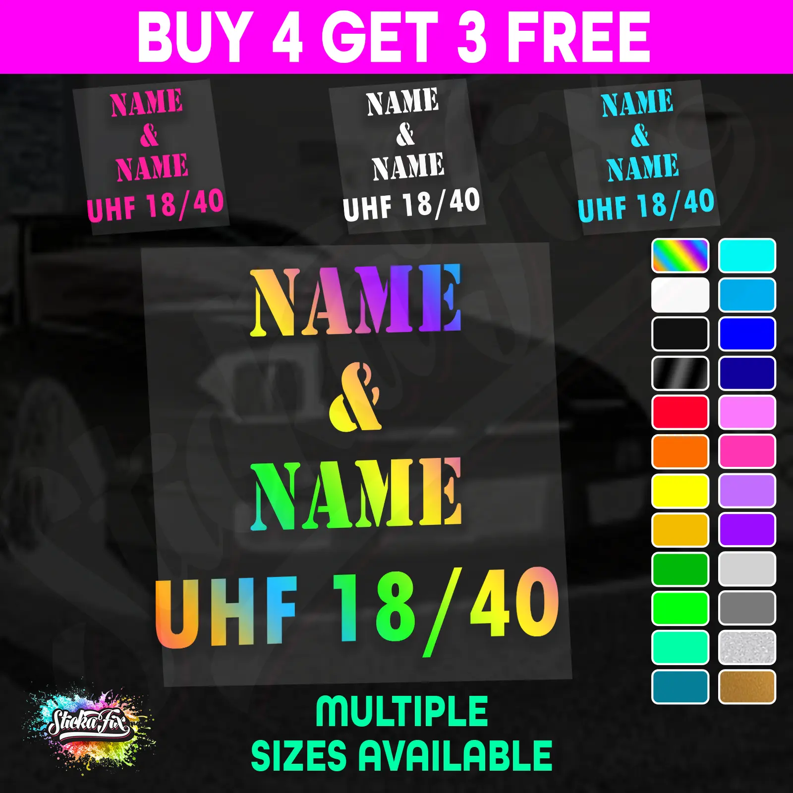 UHF 40 Sticker Your Names & Channel Number Radio Decal Caravan 4x4 4wd motorhome