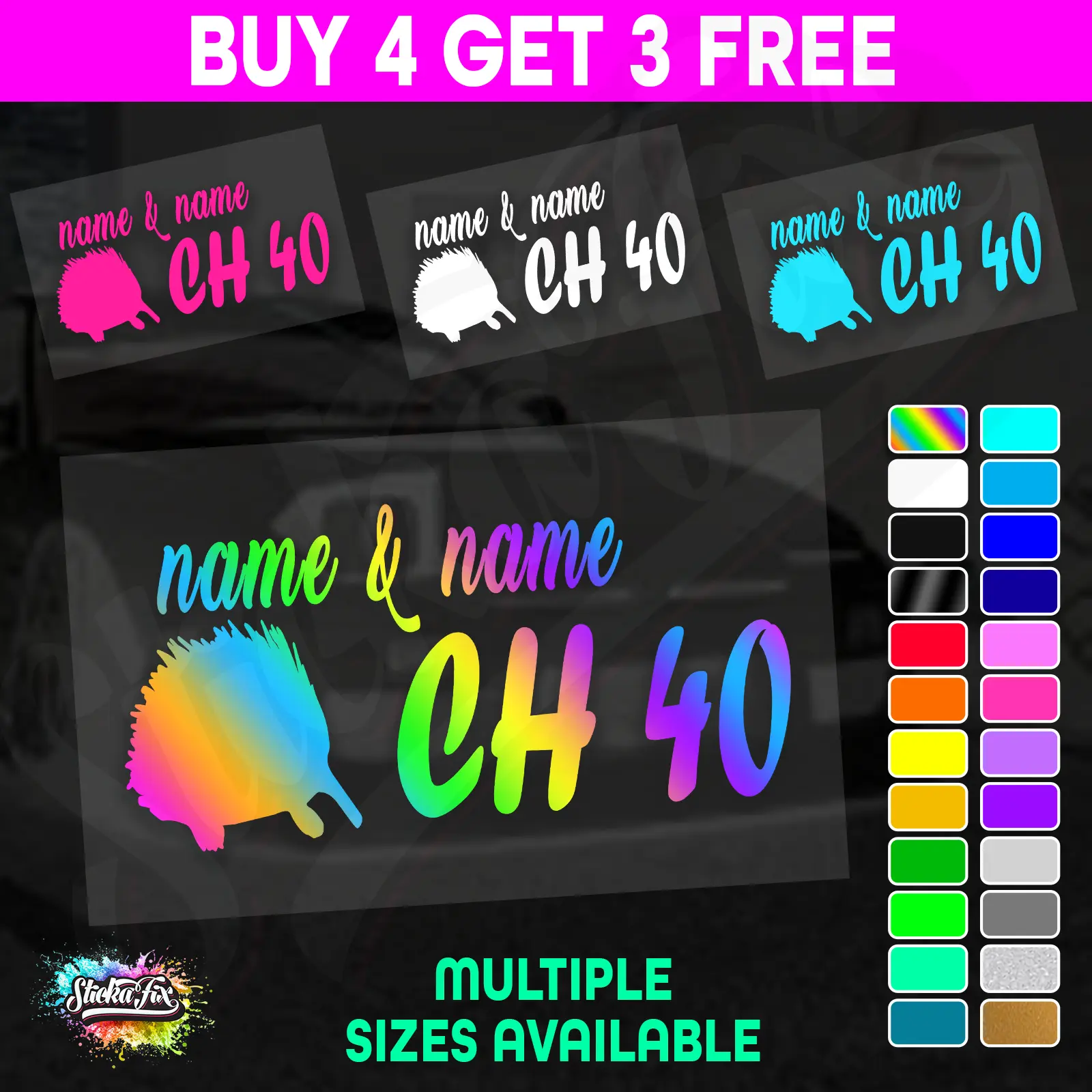 UHF 40 Sticker Your Names & Channel Number Radio Decal Caravan 4x4 4wd motorhome