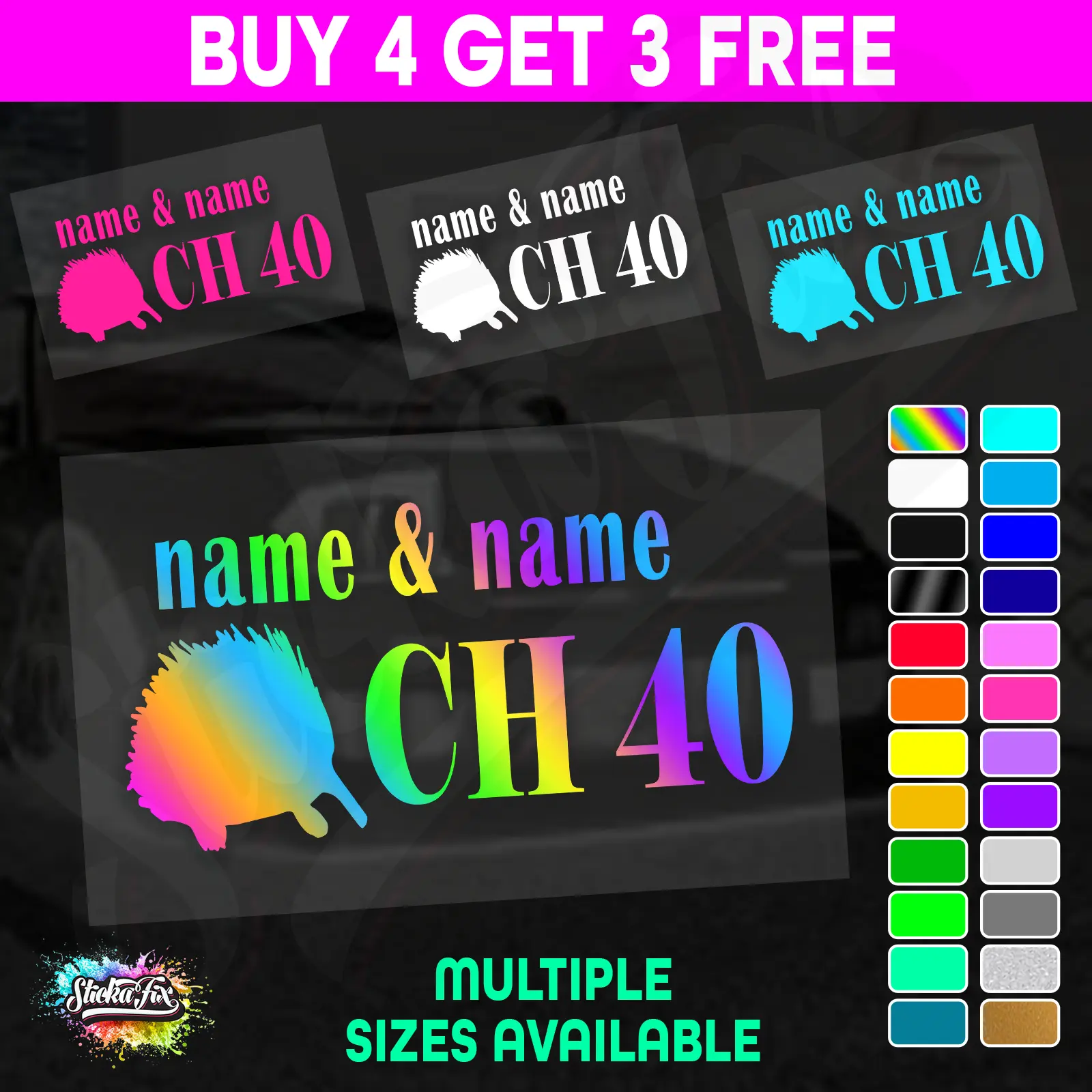 UHF 40 Sticker Your Names & Channel Number Radio Decal Caravan 4x4 4wd motorhome