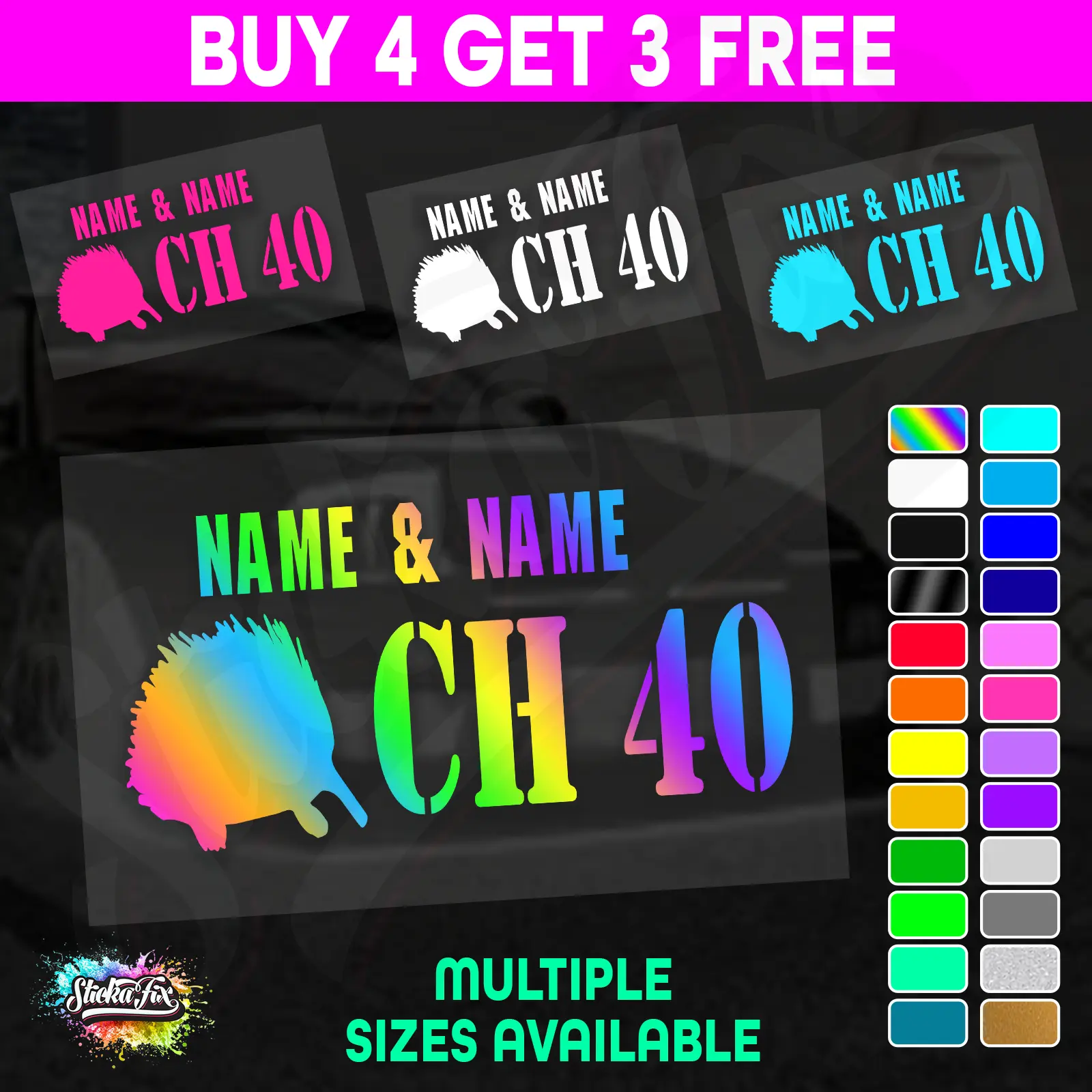 UHF 40 Sticker Your Names & Channel Number Radio Decal Caravan 4x4 4wd motorhome