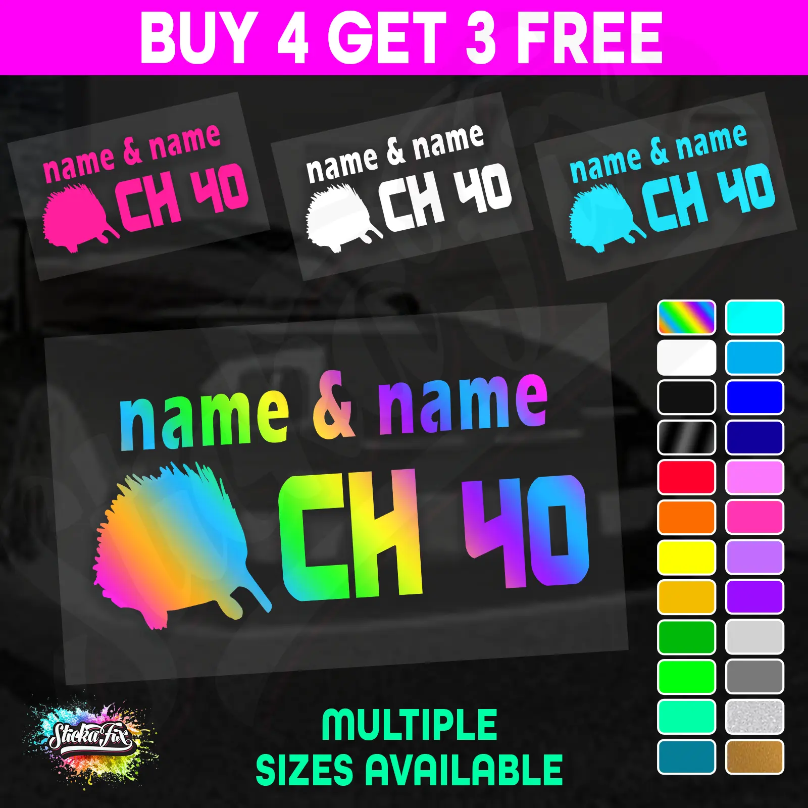 UHF 40 Sticker Your Names & Channel Number Radio Decal Caravan 4x4 4wd motorhome