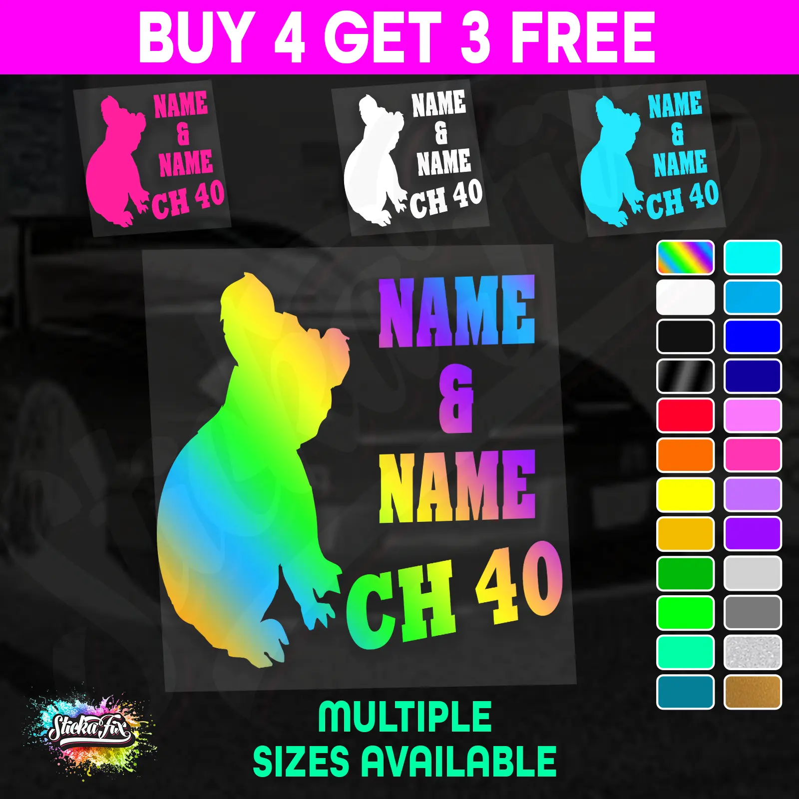 UHF 40 Sticker Your Names & Channel Number Radio Decal Caravan 4x4 4wd motorhome