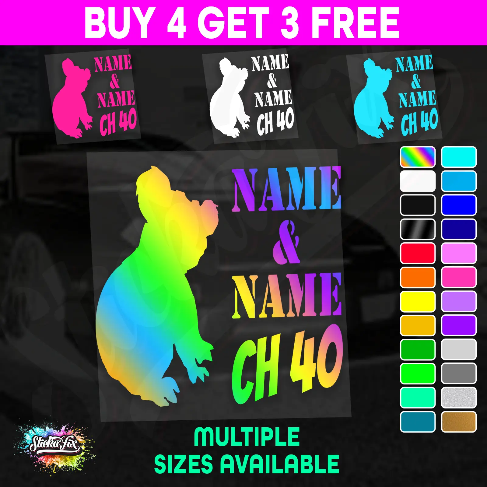 UHF 40 Sticker Your Names & Channel Number Radio Decal Caravan 4x4 4wd motorhome