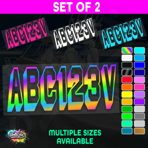 2x Boat Rego Sticker Decals Set 150mm High Vinyl Registration 200mm 250mm 300mm