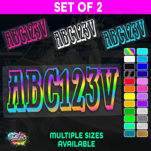 2x Boat Rego Sticker Decals Set 150mm High Vinyl Registration 200mm 250mm 300mm