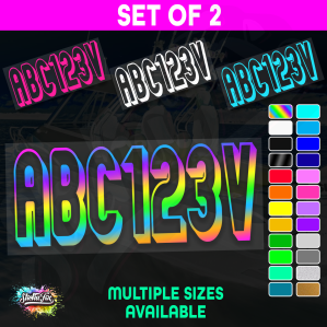 2x Boat Rego Sticker Decals Set 150mm High Vinyl Registration 200mm 250mm 300mm