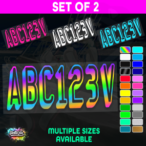 2x Boat Rego Sticker Decals Set 150mm High Vinyl Registration 200mm 250mm 300mm - Image 1