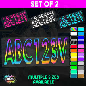 2x Boat Rego Sticker Decals Set 150mm High Vinyl Registration 200mm 250mm 300mm - Image 1